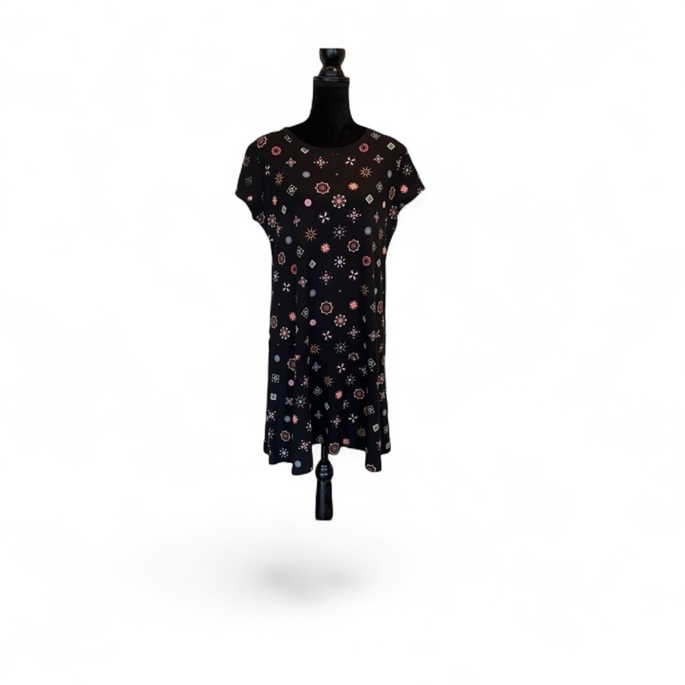Desigual casual shortsleeved black abstract print aline dress bohemian large